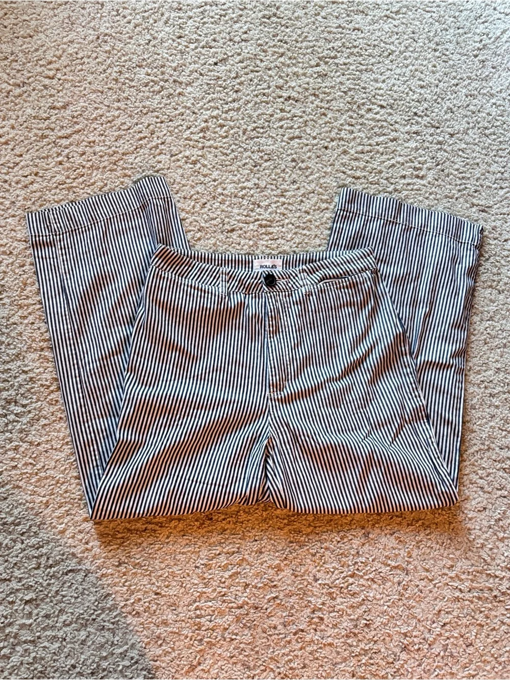 ROLLA'S High-Rise Pinstripe Wide-Leg pants - navy and white - Picture 2 of 4